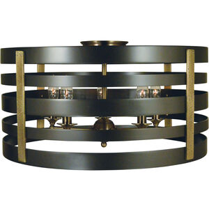 Pastoral 5 Light 21 inch Mahogany Bronze with Antique Brass Accents Semi-Flush Mount Ceiling Light