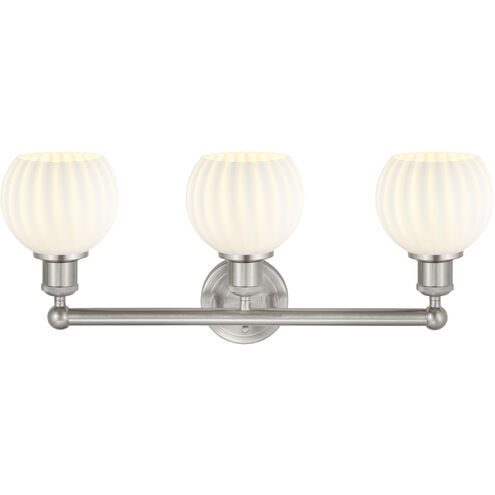Edison White Venetian 3 Light 24 inch Brushed Satin Nickel Bath Vanity Light Wall Light
