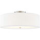 Textile Collection 5 Light 24 inch Brushed Nickel Semi Flush Ceiling Light in White, Classic Family