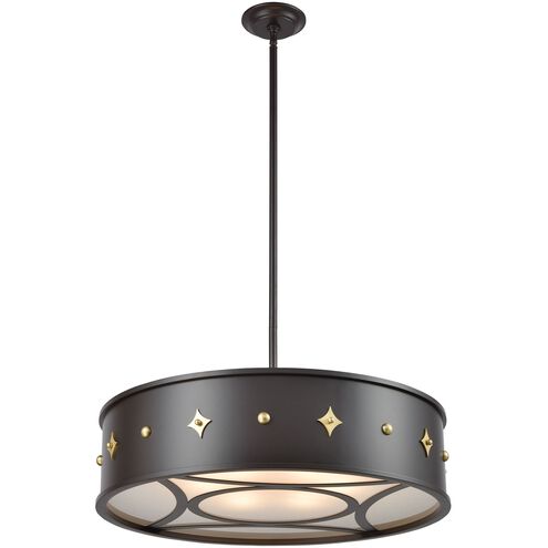 Roman 6 Light 25 inch Oil Rubbed Bronze with Brass and White Chandelier Ceiling Light