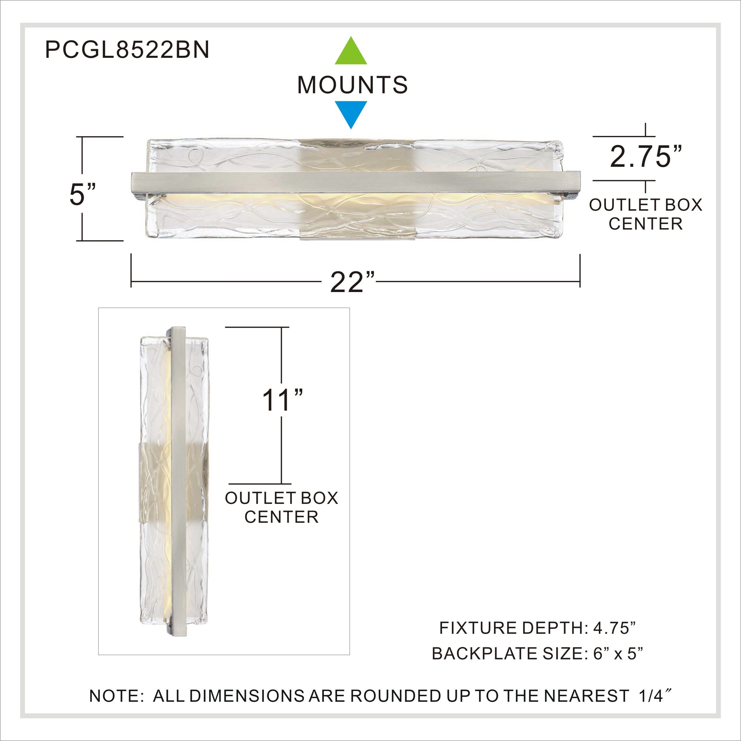 Glacial LED 22 inch Brushed Nickel Bath Light Wall Light