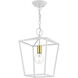 Devone 1 Light 10 inch White with Satin Brass Accent Pendant Lantern Ceiling Light