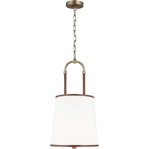 Katie 1 Light 12 inch Time Worn Brass / Saddle Leather Pendant Ceiling Light