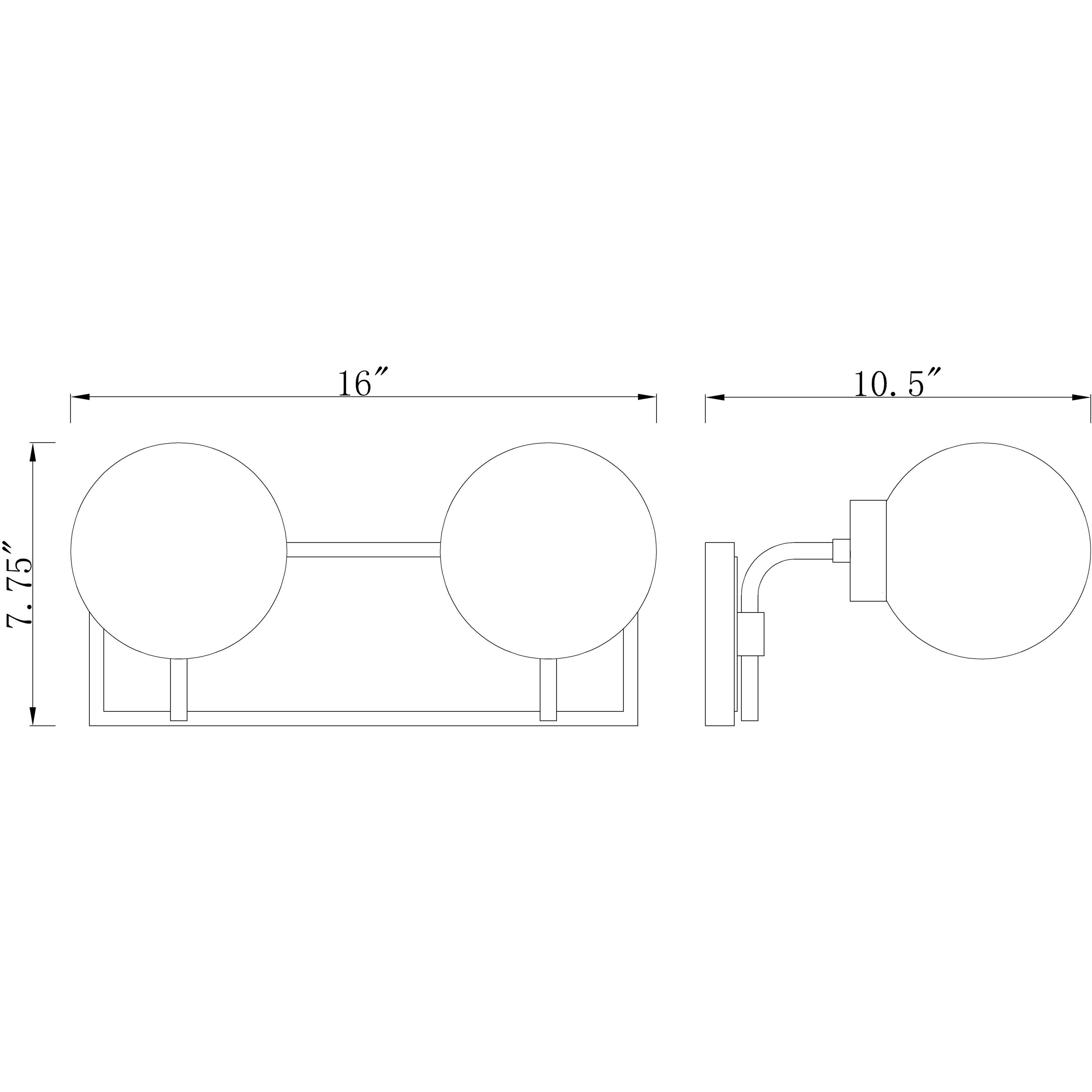 Parsons 2 Light 16 inch Matte Black and Olde Brass Vanity Wall Light
