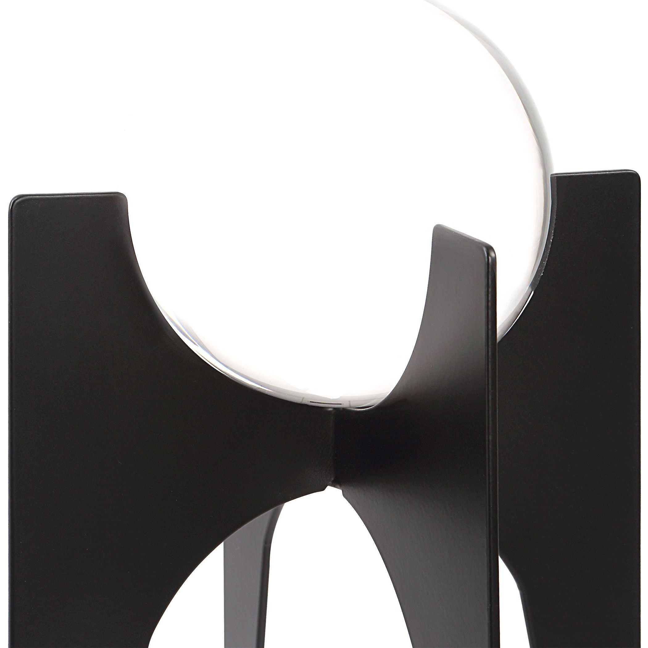 Ellianna Crystal and Brushed Black Crystal Spheres on Base, Set of 2