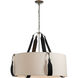Saratoga 4 Light 31.9 inch Polished Nickel Pendant Ceiling Light in Leather Black, Flax, Large