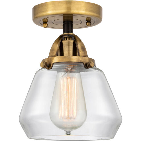 Nouveau 2 Fulton LED 6.75 inch Black Antique Brass Semi-Flush Mount Ceiling Light in Clear Glass