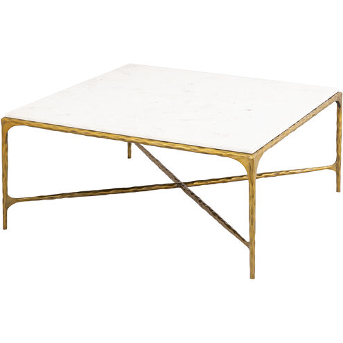 Seville 38 X 38 inch Antique Brass with White Coffee Table, Forged