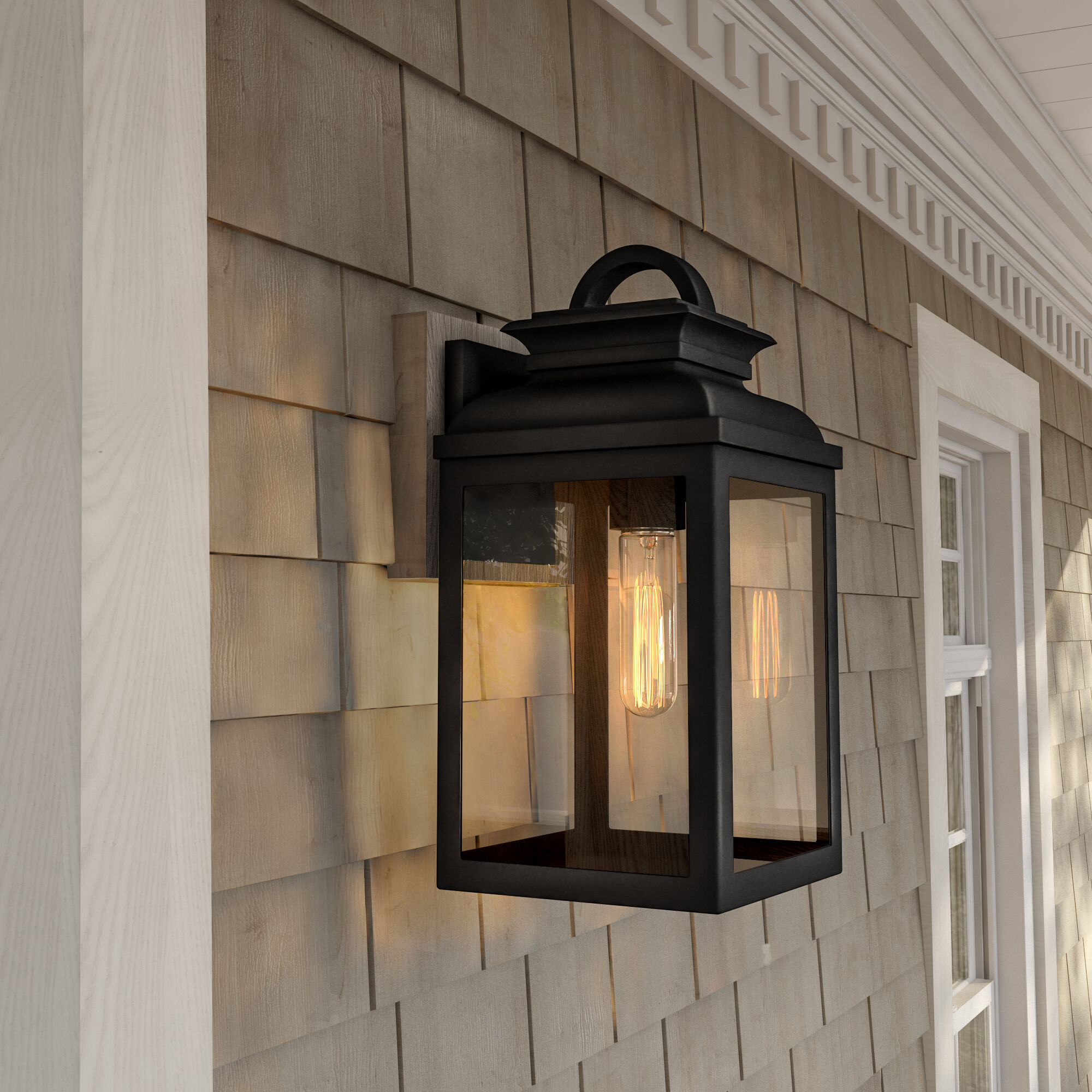Milton 1 Light 16 inch Black Outdoor Wall Lantern