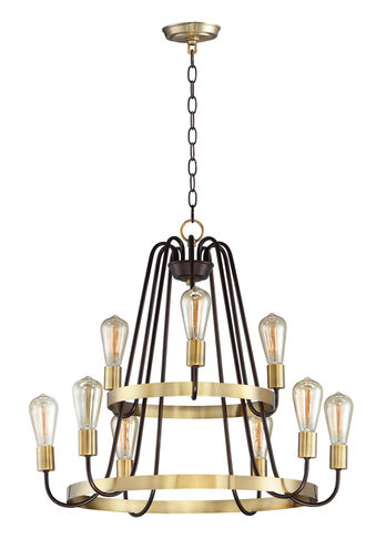 Haven 9 Light 27 inch Oil Rubbed Bronze/Antique Brass Multi-Tier Chandelier Ceiling Light in Oil Rubbed Bronze and Antique Brass