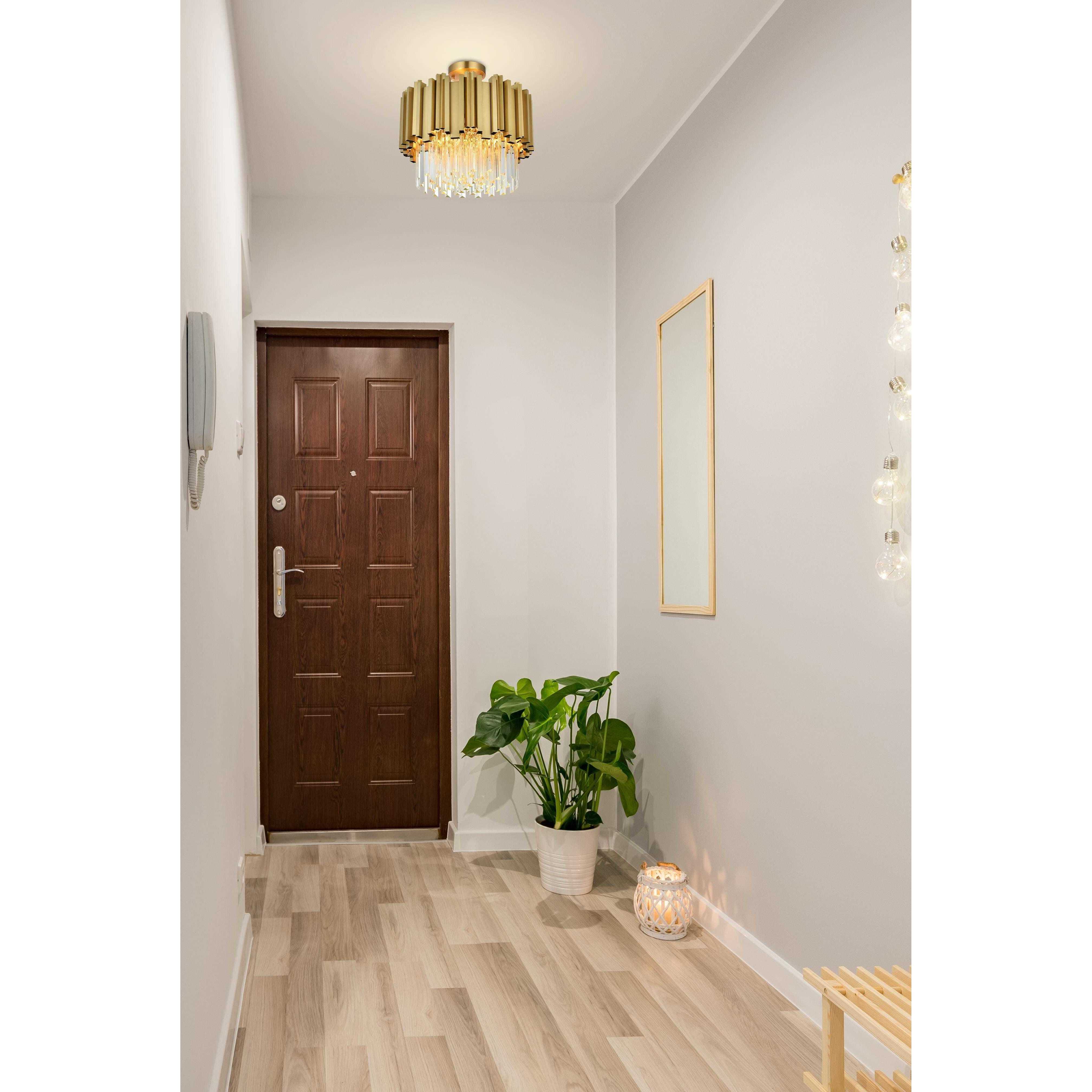 Willow 4 Light 16 inch Satin Gold Flush Mount Ceiling Light