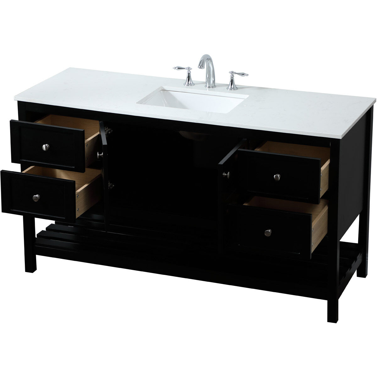 Theo 60 X 22 X 34 inch Black Vanity Sink Set