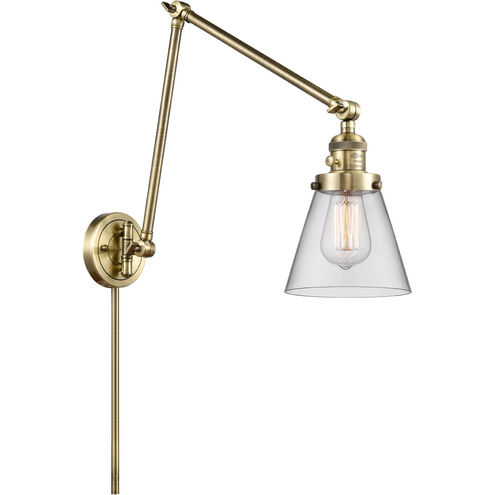 Small Cone 30 inch 60.00 watt Antique Brass Swing Arm Wall Light, Franklin Restoration