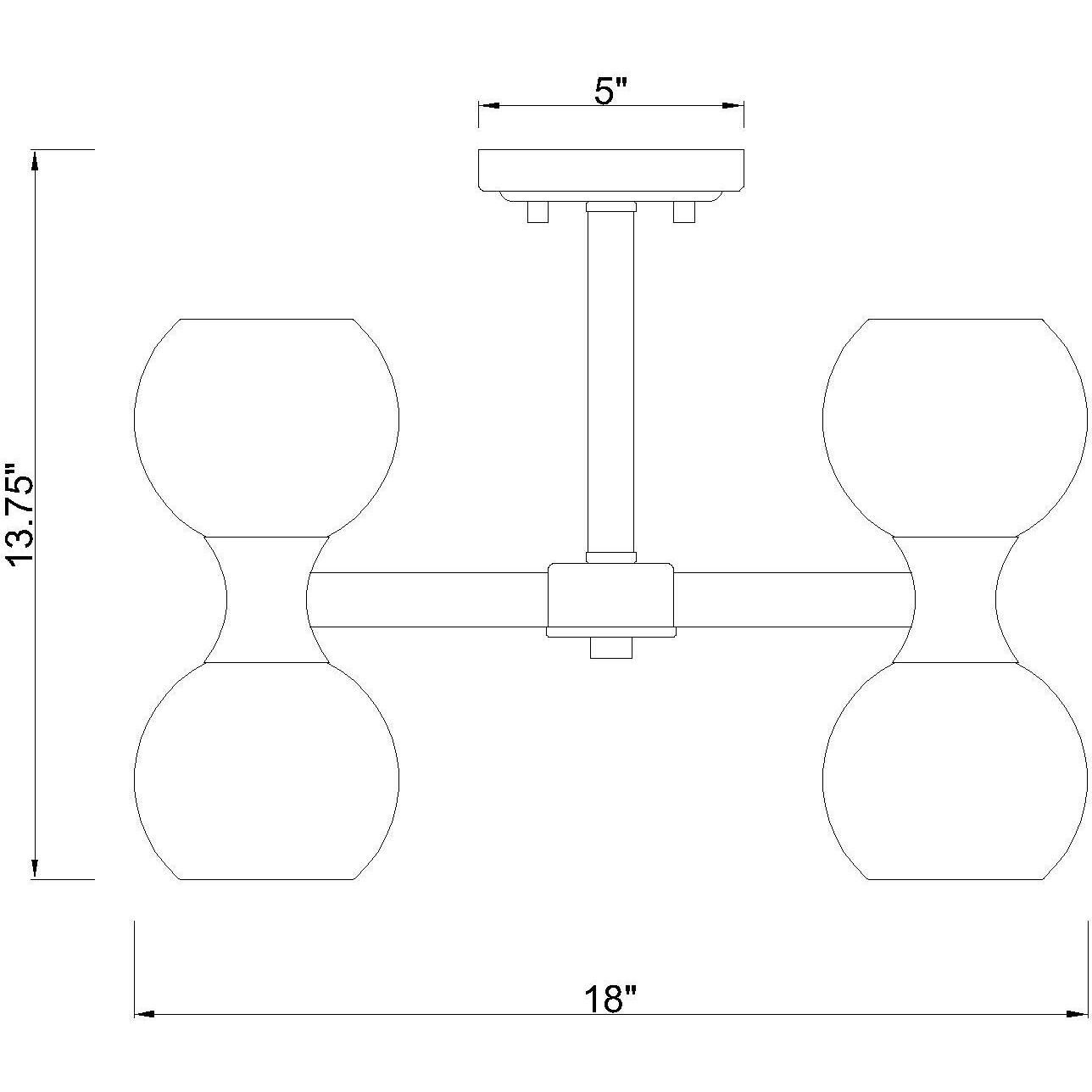 Artemis 6 Light 18 inch Modern Gold Semi Flush Mount Ceiling Light