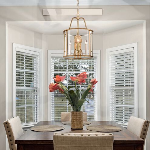 French Country 3 Light 14 inch Natural Brass Pendant Ceiling Light