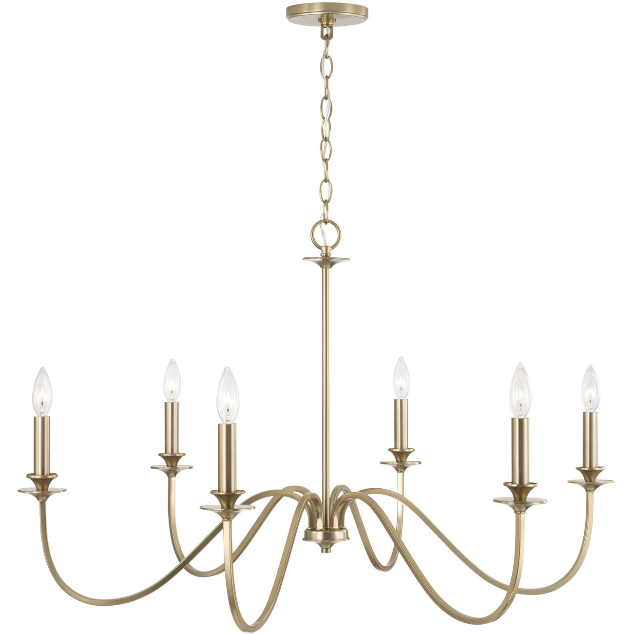Weston 6 Light 38 inch Matte Brass Chandelier Ceiling Light