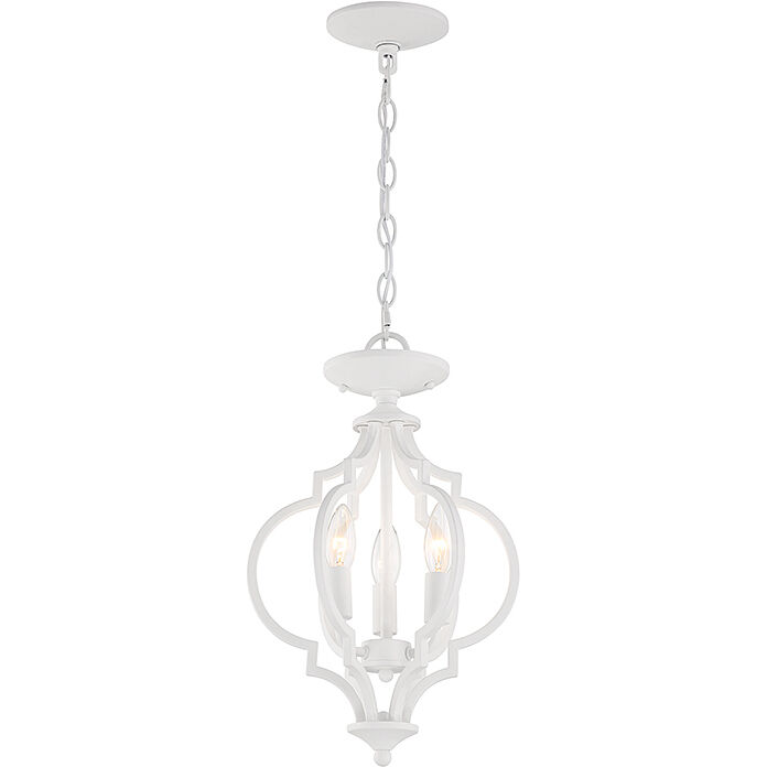 Transitional 3 Light 11 inch Bisque White Convertible Semi-Flush or Pendant Ceiling Light