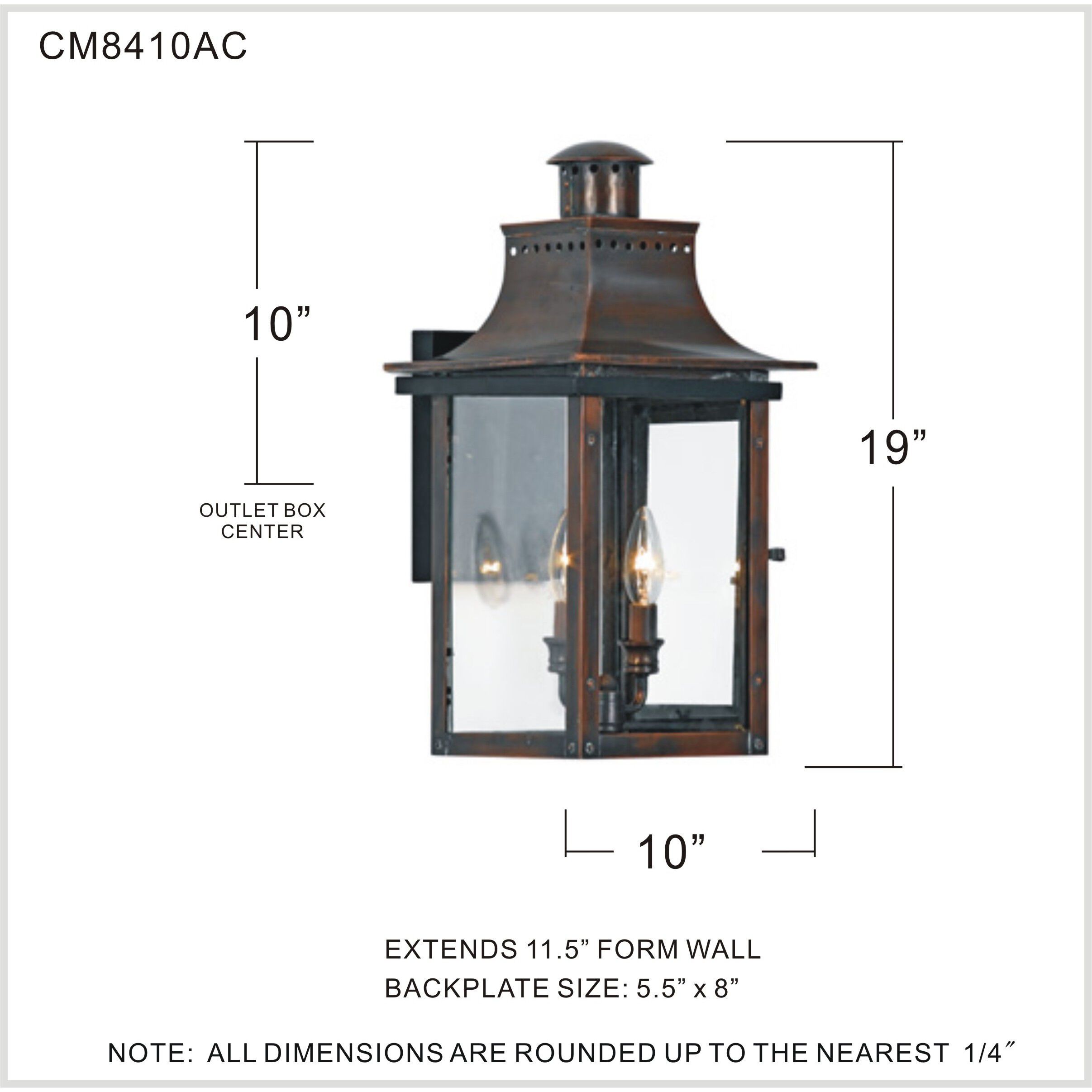 Chalmers 2 Light 21 inch Aged Copper Outdoor Wall Lantern