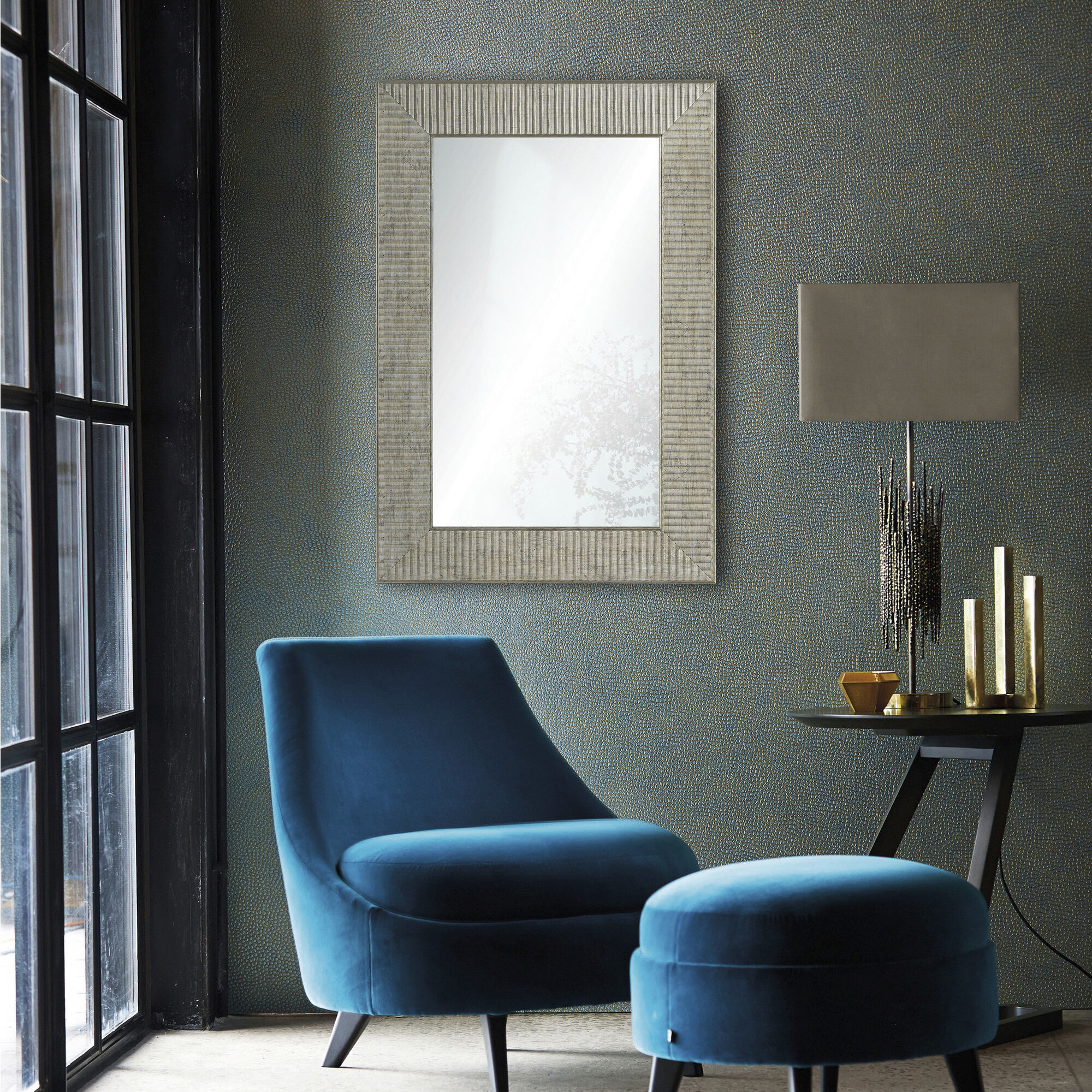 Leda 36 X 24 inch Antique Silver Wall Mirror