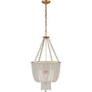 AERIN Jacqueline 4 Light 19 inch Hand-Rubbed Antique Brass Chandelier Ceiling Light in Clear Glass