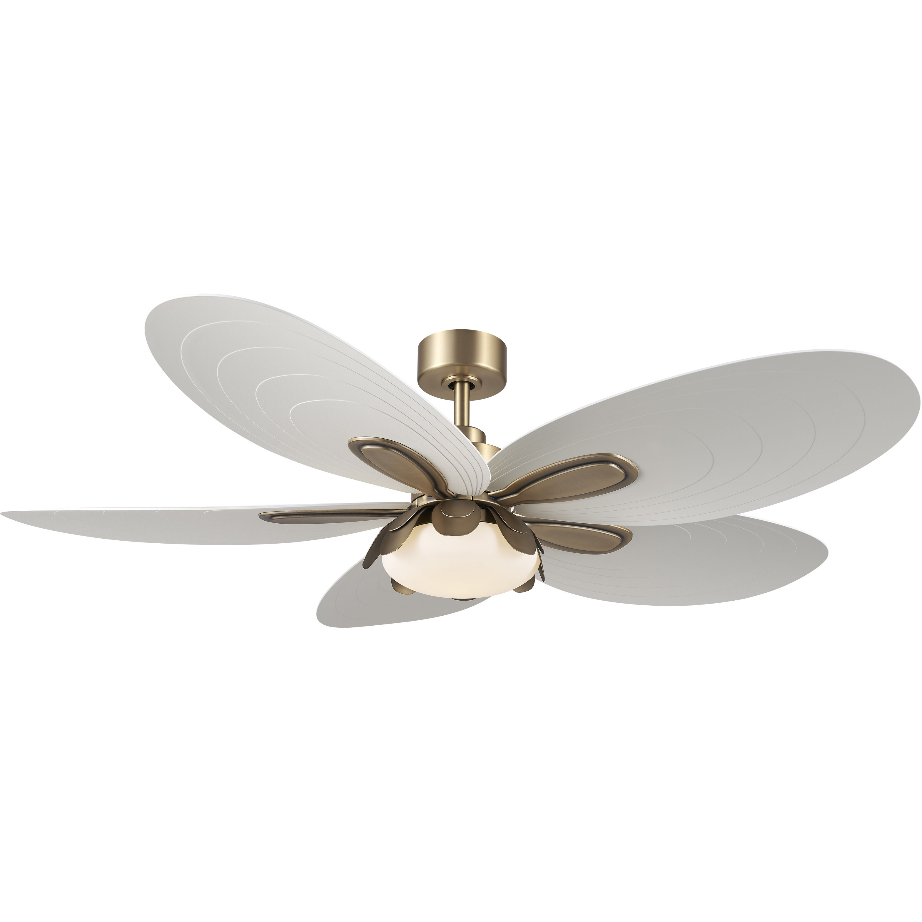 Saltcress 60 inch Legacy Brass with Sand Alabaster White Blades Smart Ceiling Fan