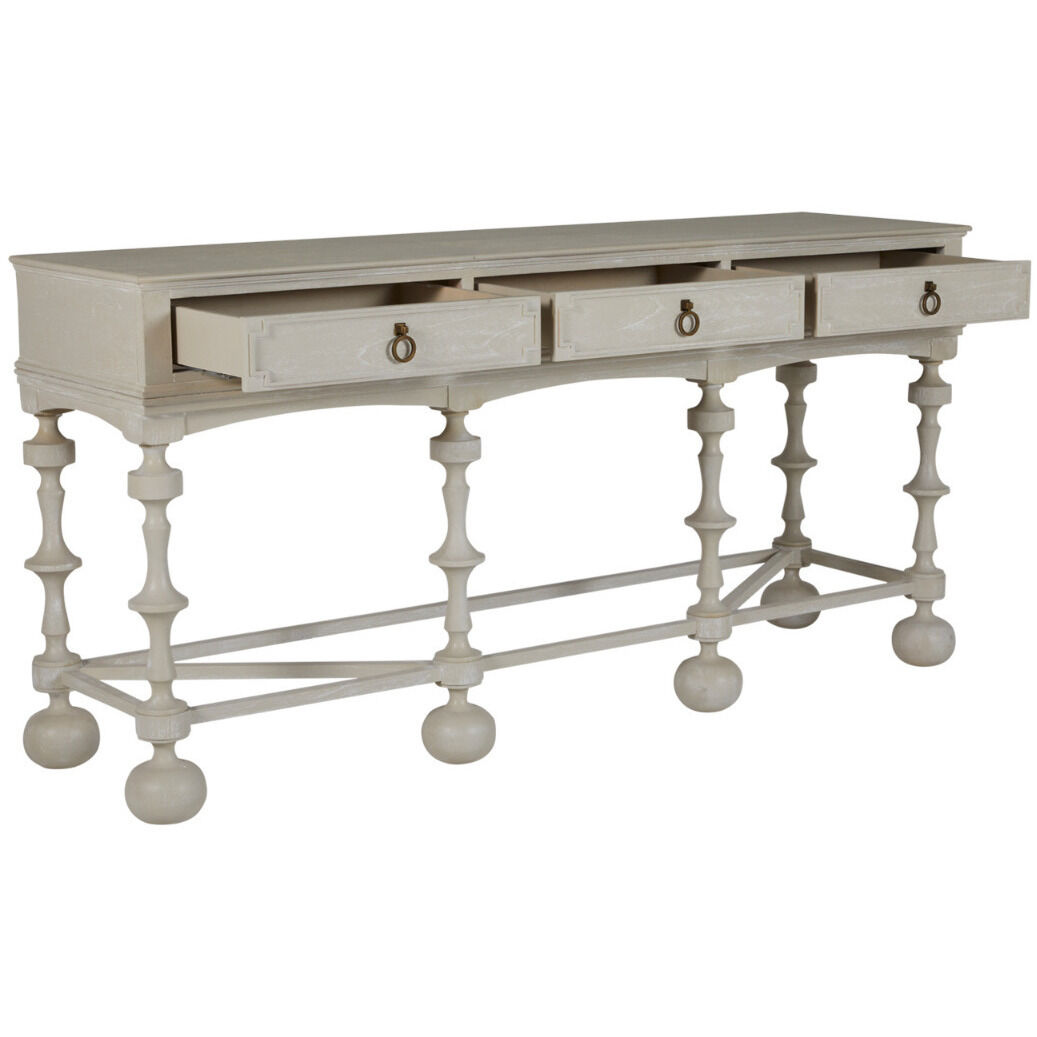 Arrington 76 X 21 inch Cerused White / Antique Brass Console Table