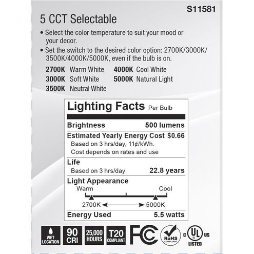 Lumos LED Medium PAR20 5.5 watt 2700K/3000K/3500K/4000K/5000K Light Bulb