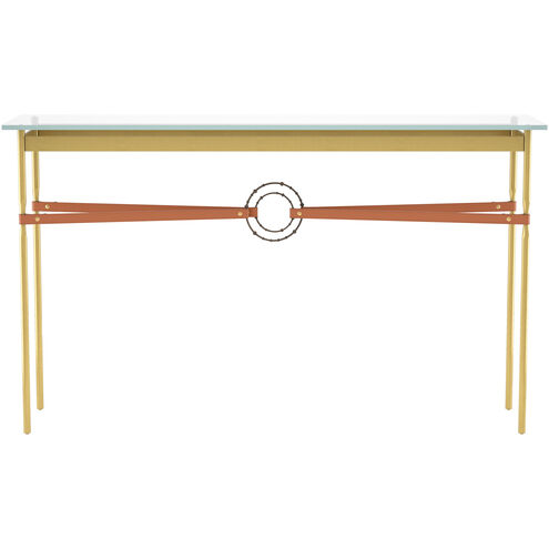 Equus 54 X 14 inch Modern Brass and Ink Console Table in Leather Chestnut