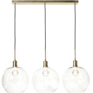 Luca 3 Light 38 inch Polished Brass, Clear Pendant Ceiling Light