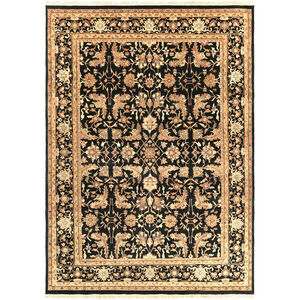 Taj Mahal 138 X 102 inch Black and Yellow Area Rug, Wool