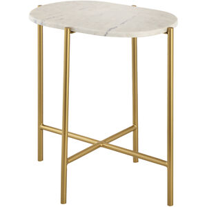 Harlowe 20 X 19 inch White with Antique Brass Accent Table