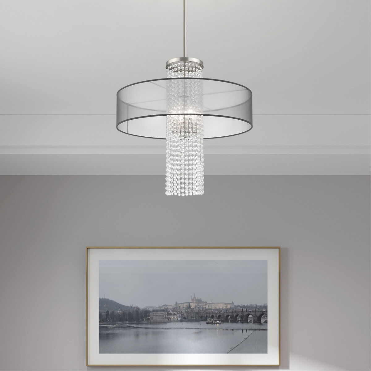 Bella Vista 4 Light 24 inch Brushed Nickel Pendant Chandelier Ceiling Light