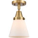 Franklin Restoration Small Cone 1 Light 6 inch Brushed Brass Flush Mount Ceiling Light in Matte White Glass