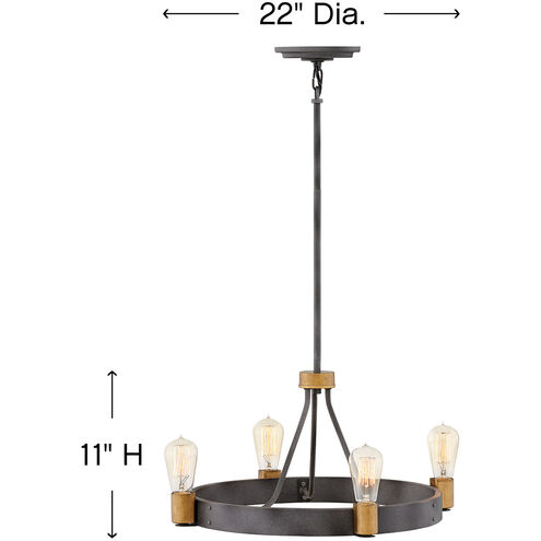 Silas 4 Light 22 inch Aged Zinc Chandelier Ceiling Light