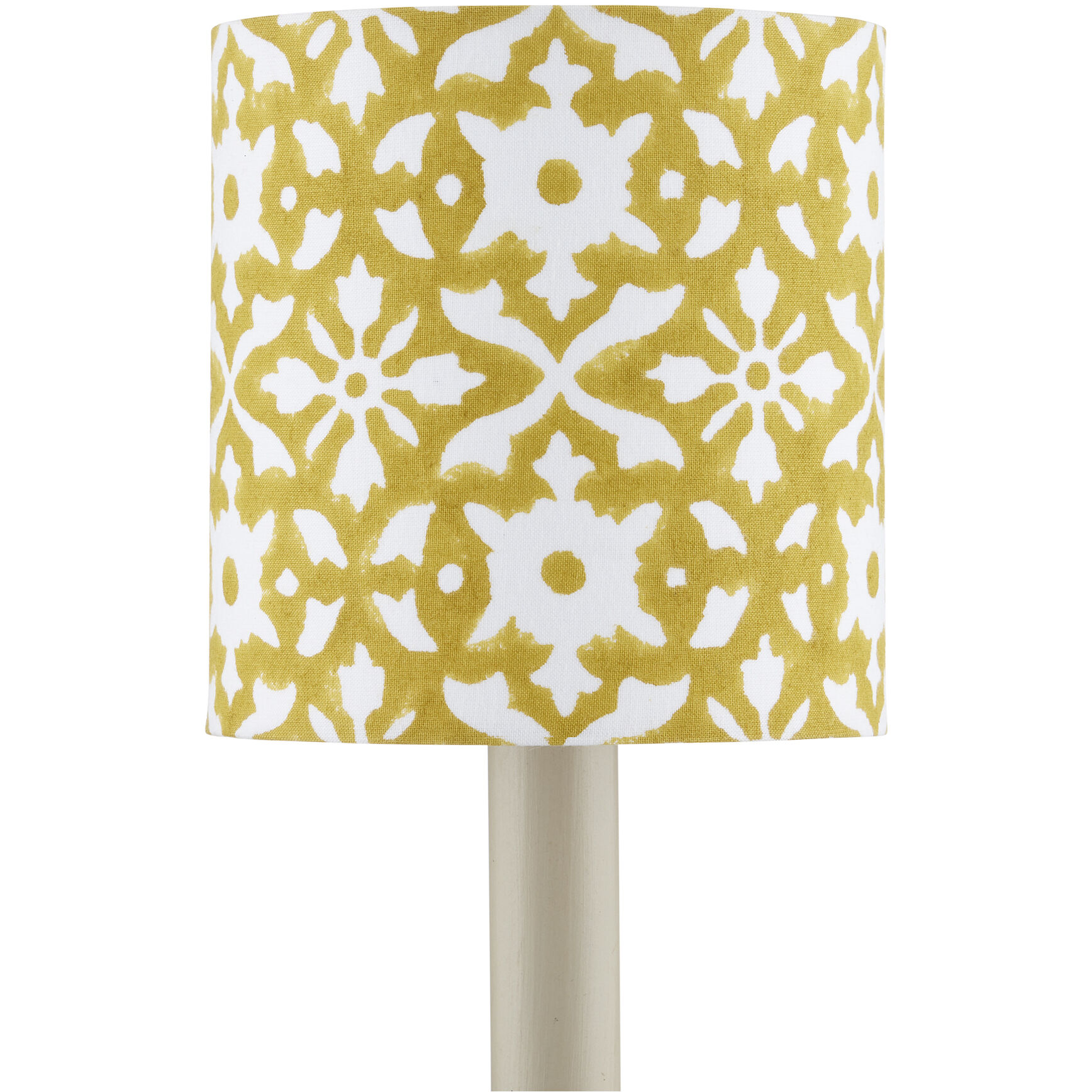 Block Print Mustard and White Drum Chandelier Shade