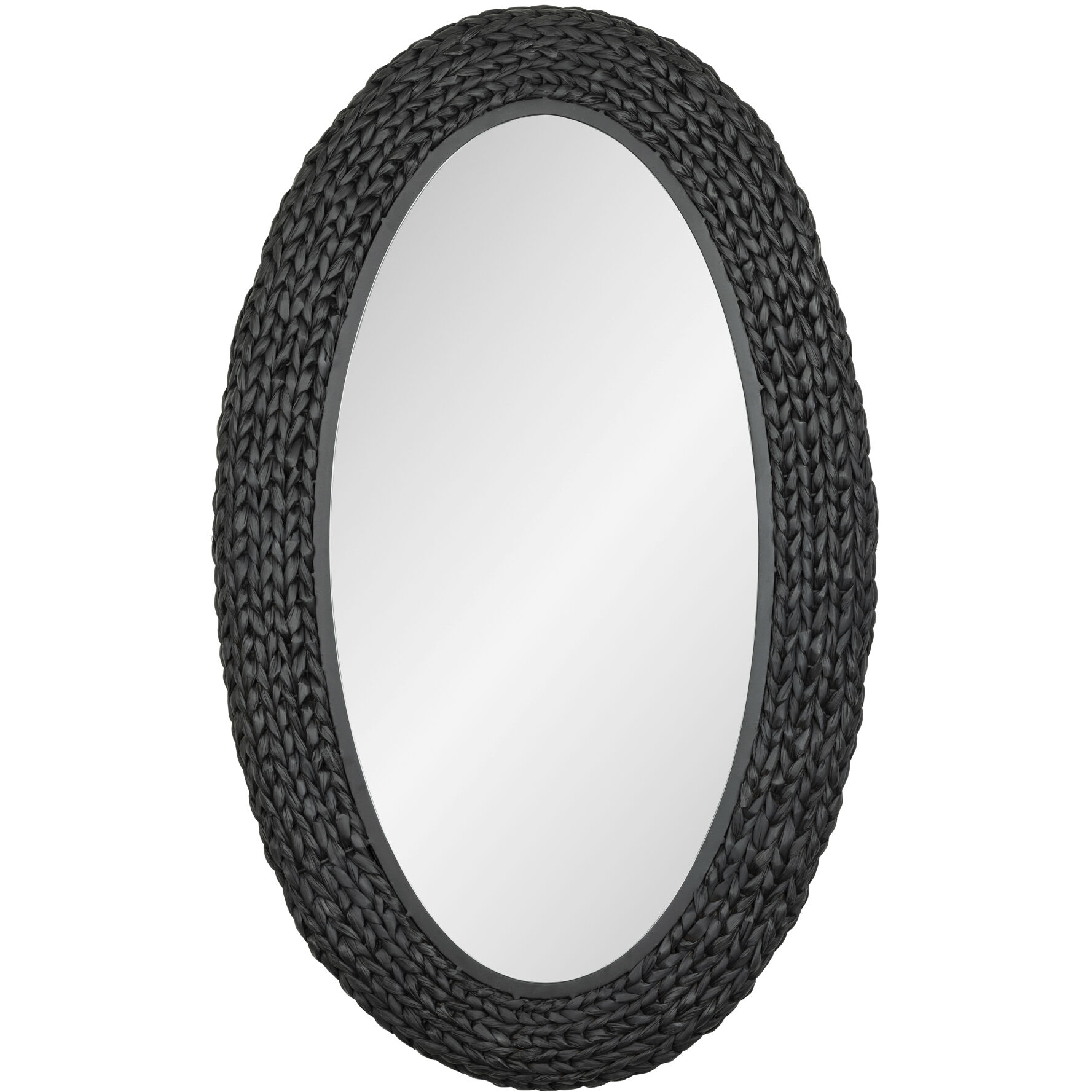 Athena 40.25 X 24.25 inch Matte Black with Black Seagrass Wall Mirror