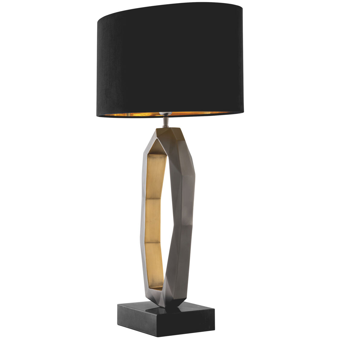 Santos 34.06 inch 40 watt Gunmetal with Antique Brass with Black Marble Base Table Lamp Portable Light