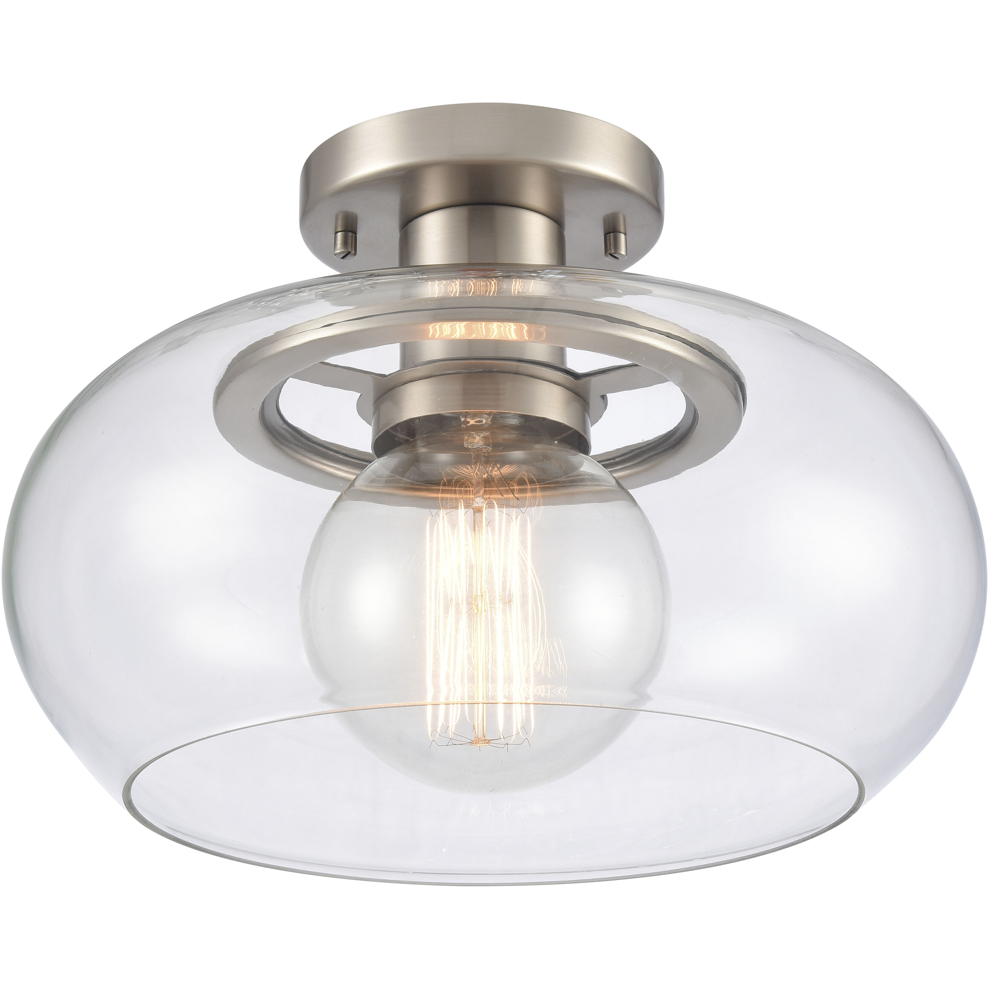 Clement 1 Light 13 inch Antique Nickel Semi Flush Mount Ceiling Light