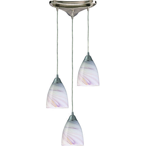 Pierra 3 Light 10 inch Satin Nickel Mini Pendant Ceiling Light in Creme