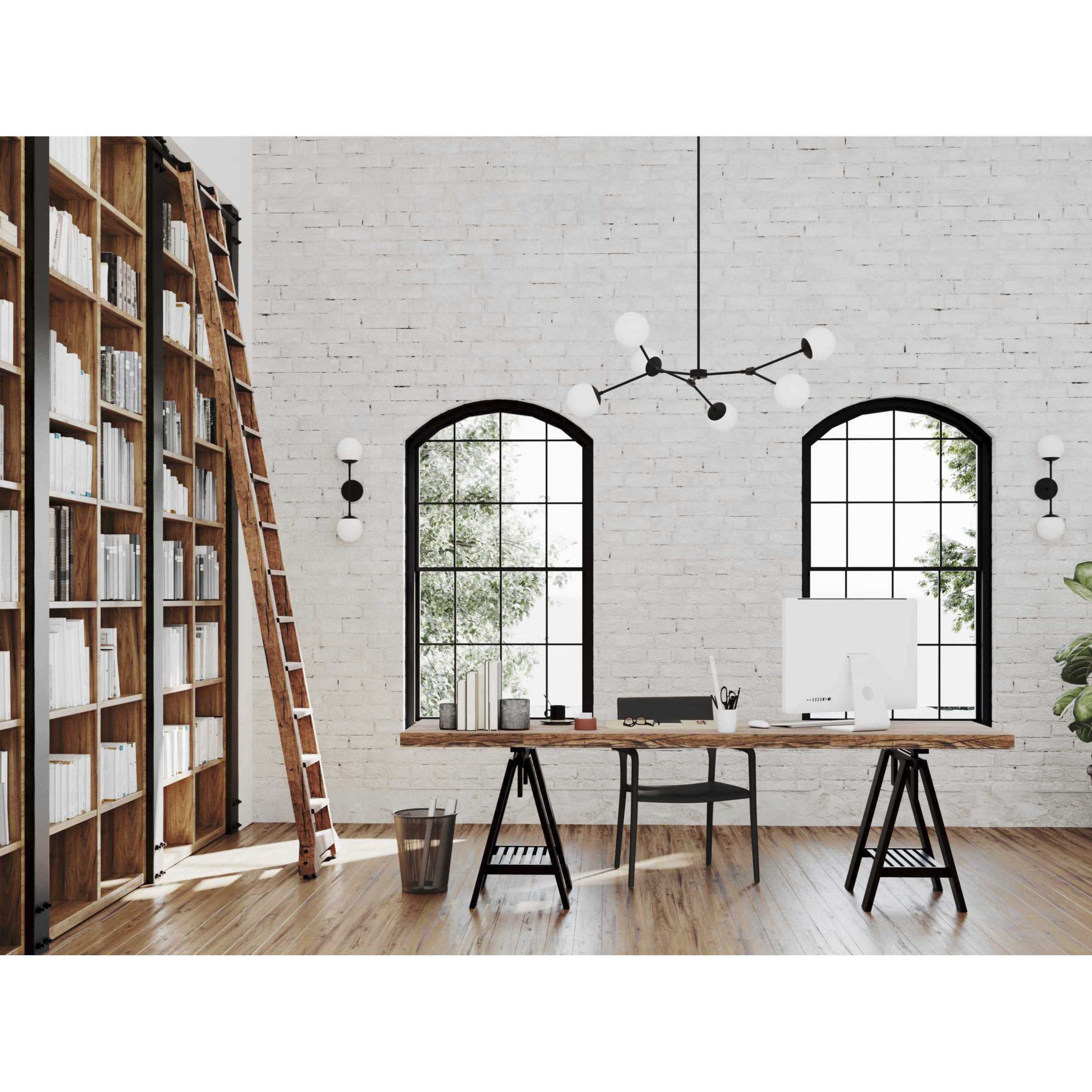 Haas 6 Light 50 inch Matte Black Chandelier Ceiling Light, Design Series