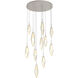 Rock Crystal LED 32.3 inch Beige Silver Chandelier Ceiling Light, Round Multi-Port