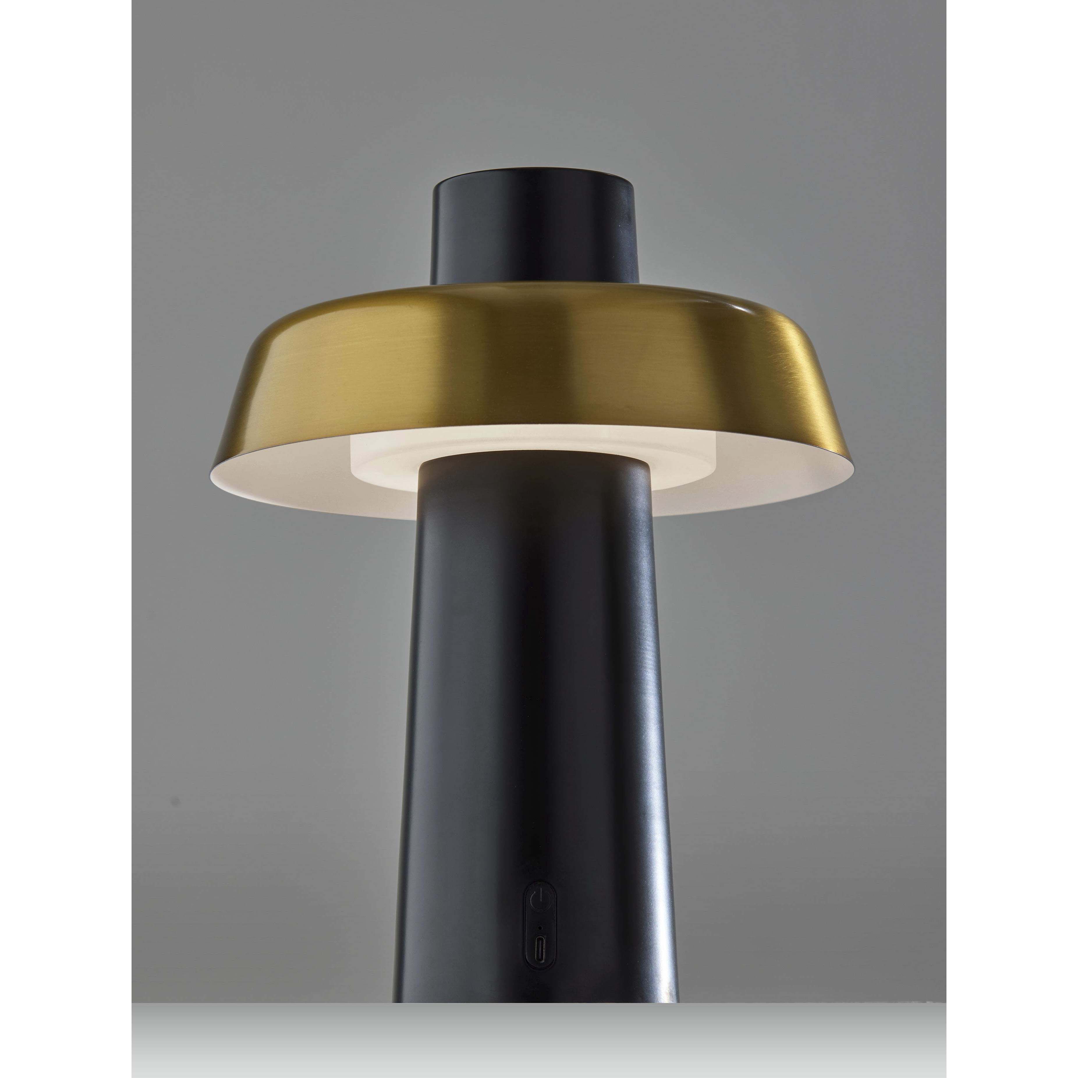 Pirlo 11.75 inch 4.00 watt Black with Antique Brass Accents Cordless Table Lamp Portable Light, ADS360