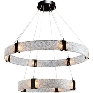 Parallel LED Burnished Bronze Chandelier Ceiling Light, Two-Tier Ring