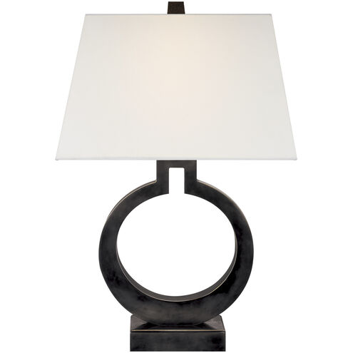 Chapman & Myers Ring 27 inch 100 watt Bronze Table Lamp Portable Light in Linen, Large
