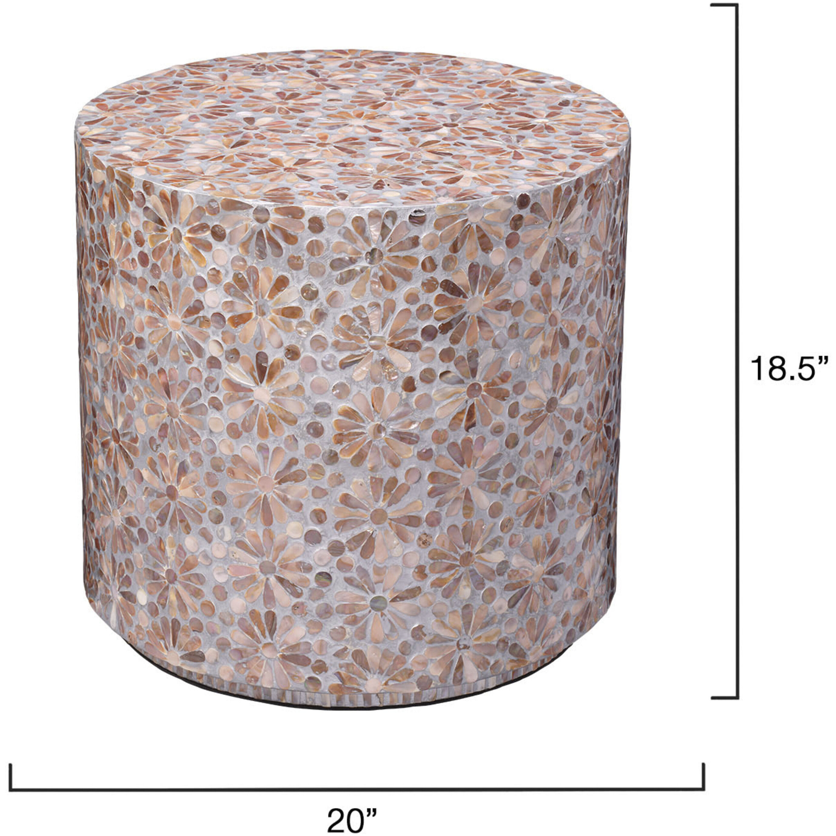 Marigold 19.75 X 18.5 inch Pink Mother of Pearl Side Table, Inline