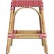 Robias Rectangular Rattan 24.5" Counter Stool in Red and White Dot