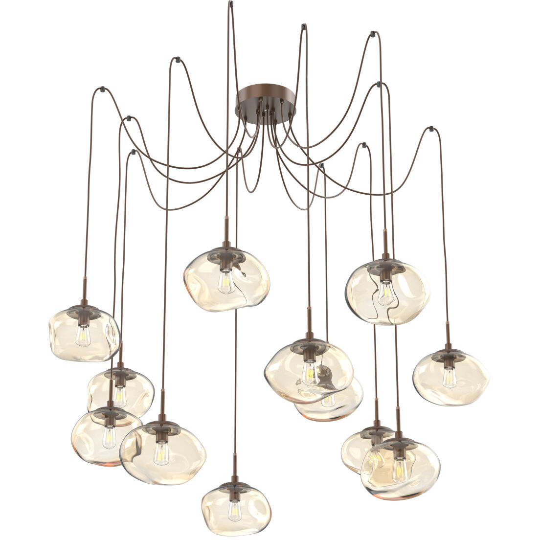 Nova 12 Light 19 inch Burnished Bronze Swag Multi-Pendant Ceiling Light in Amber