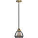 Nouveau 2 Fulton 1 Light 6.75 inch Black Antique Brass Mini Pendant Ceiling Light in Incandescent, Plated Smoke
