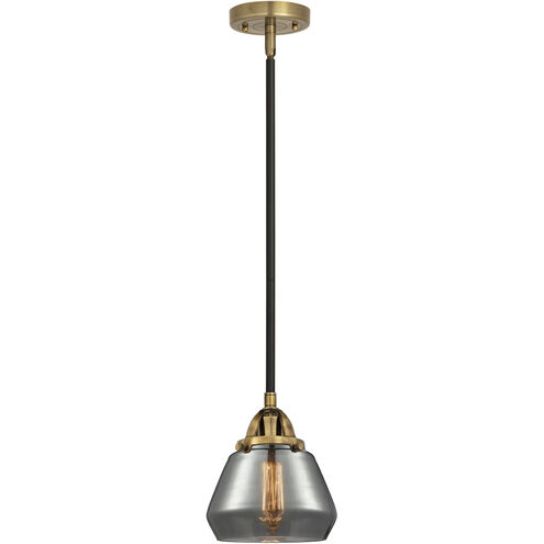 Nouveau 2 Fulton 1 Light 6.75 inch Black Antique Brass Mini Pendant Ceiling Light in Incandescent, Plated Smoke
