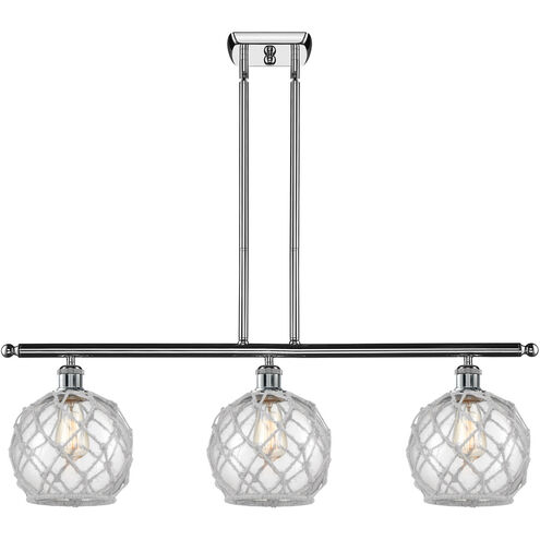 Ballston Farmhouse Rope 3 Light 36 inch Polished Chrome Island Light Ceiling Light in Clear Glass with White Rope, Ballston